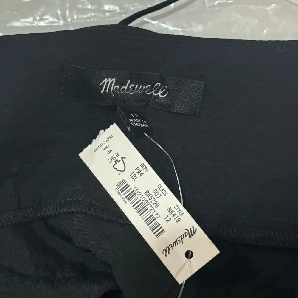 NWT Madewell The Layton Midi Slip Dress Black NK419 Minimalist Lightweight Sz 12 - Picture 5 of 10